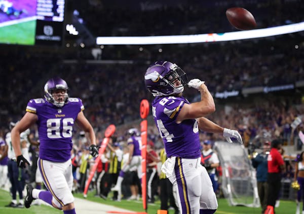 Wide receiver Chad Beebe (84) is trying to nail down a spot on the Vikings' roster.
