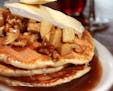 Apple Walnut and Brie Flappers. Restaurant review of Elizabeth Tinucci's Colossal Cafe 2315 Como Ave. The restaurant serves breakfast, lunch and is no