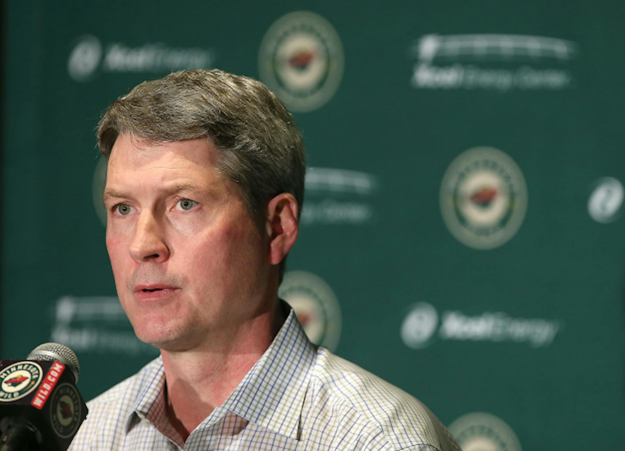 Minnesota Wild General Manager Chuck Fletcher met with the media to discuss the team's season in the Xcel Energy Center press conference room, Thursday, April 28, 2016 in St. Paul, MN.   ] (ELIZABETH FLORES/STAR TRIBUNE) ELIZABETH FLORES ' eflores@startribune.com