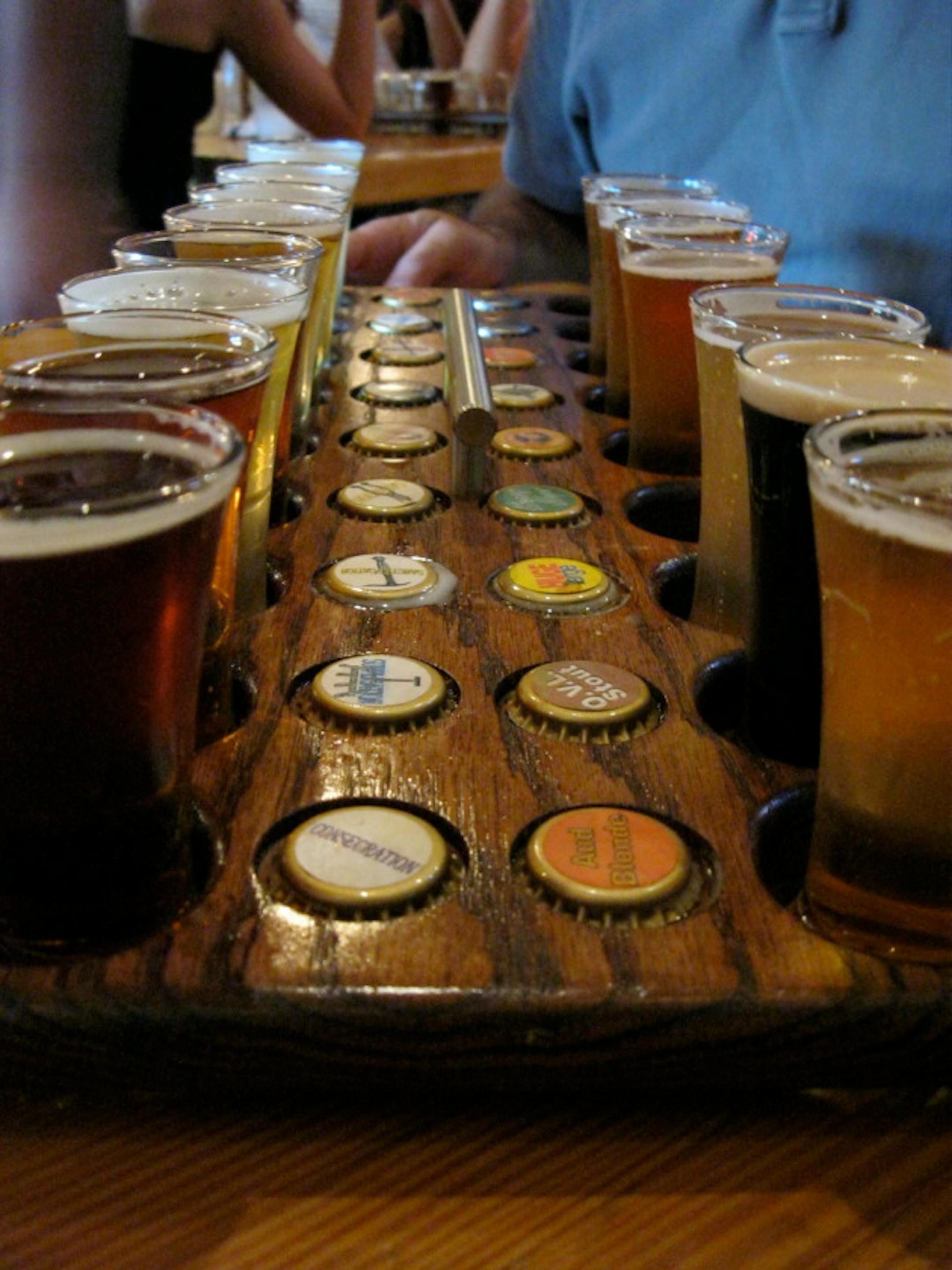 Beer flight at Russian River Brewing