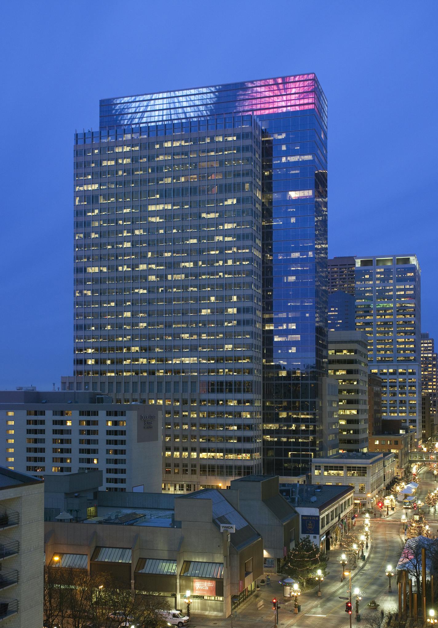 Target has created about 30 different motifs over the years for the lights atop its corporate headquarters. This one is a fireworks-themed display. Photo Credit: Target