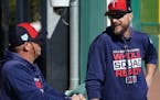 Twins manager Rocco Baldelli chatted with pitching coach Wes Johnson as players stretched before workouts Thursday morning. ] ANTHONY SOUFFLE &#x2022;