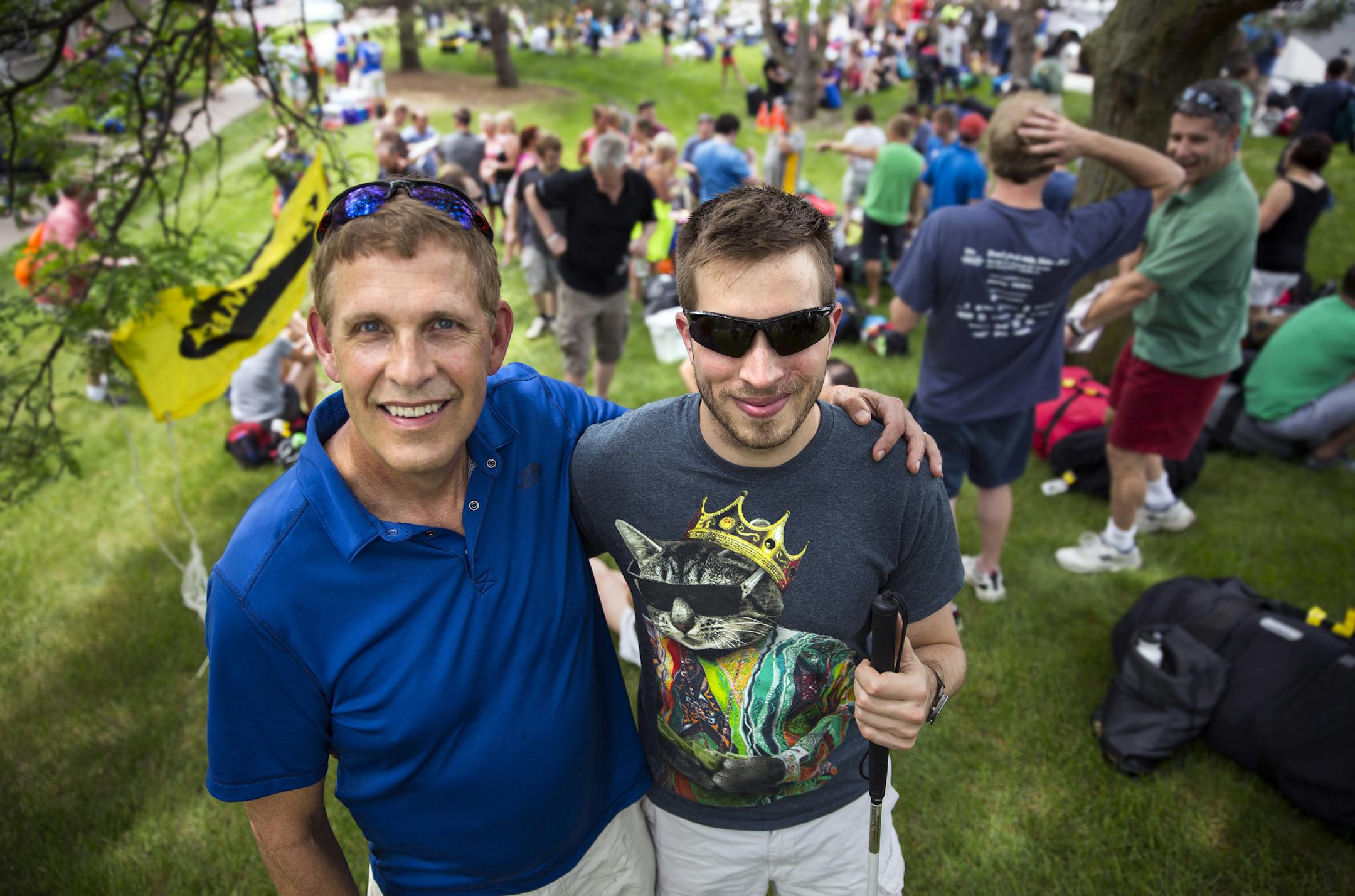 Gef Rasmussen (left) will team with Elias Youngblom, who was left blind after a drunk driver crashed into him on I-94 a year ago, to participate in the MS150 Bike Ride from Duluth to the Twin Cities this weekend.