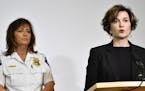 Minneapolis Police Chief Janee Harteau stood beside Mayor Betsy Hodges as the two delivered the findings of an internal investigation into the officer