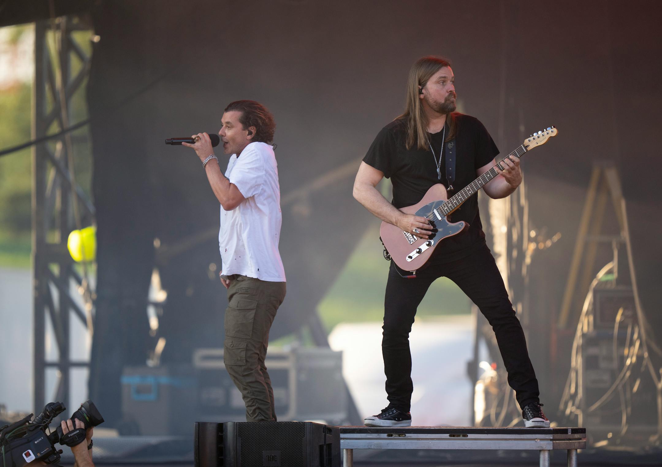 Lead singer Gavin Rossdale with guitarist Chris Traynor of Bush, opening for Alice in Chains, got the Grandstand shows underway on the first day of the Minnesota State Fair.