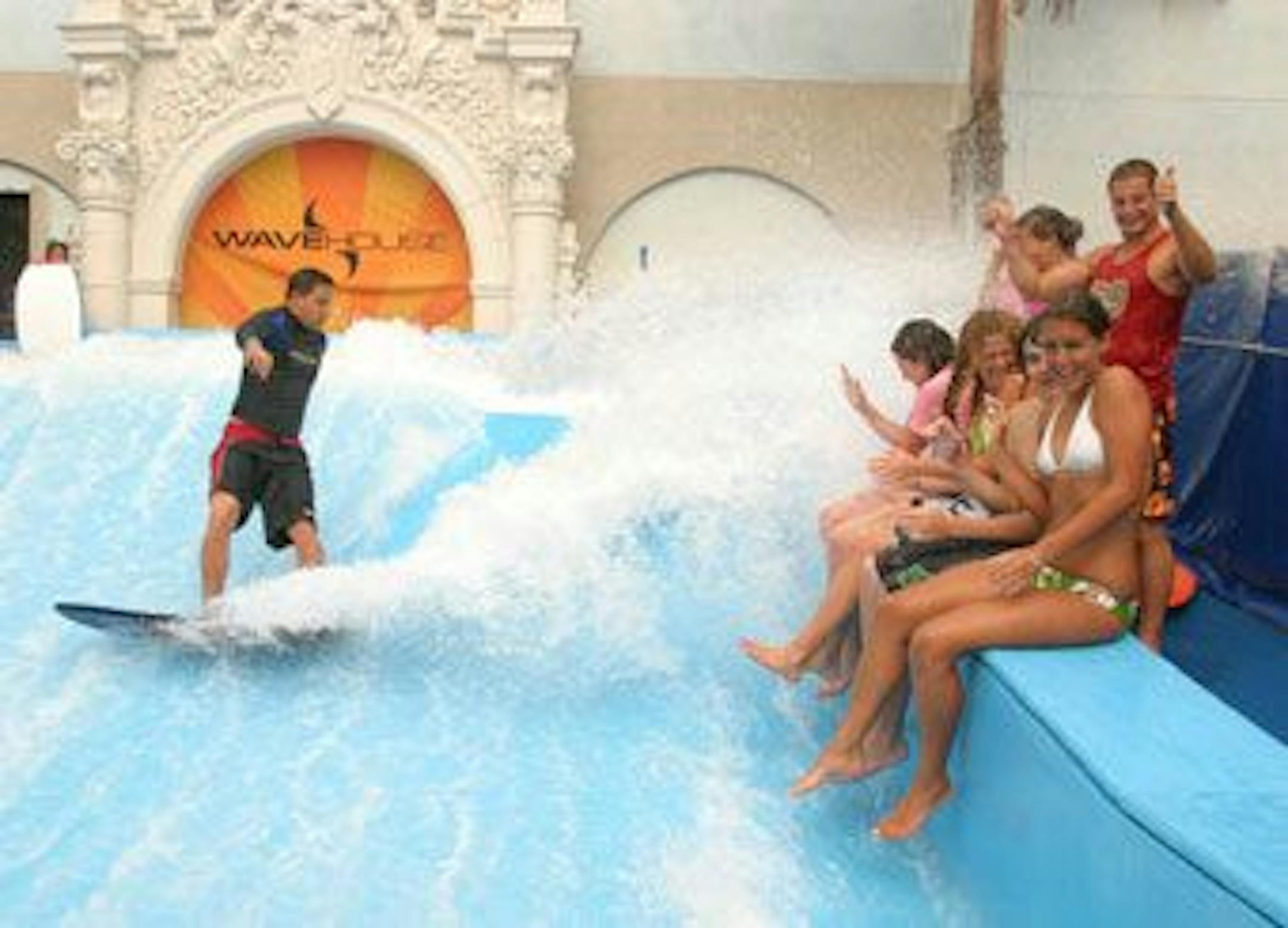 A wave rider is set up at this year's Minneapolis Boat Show.