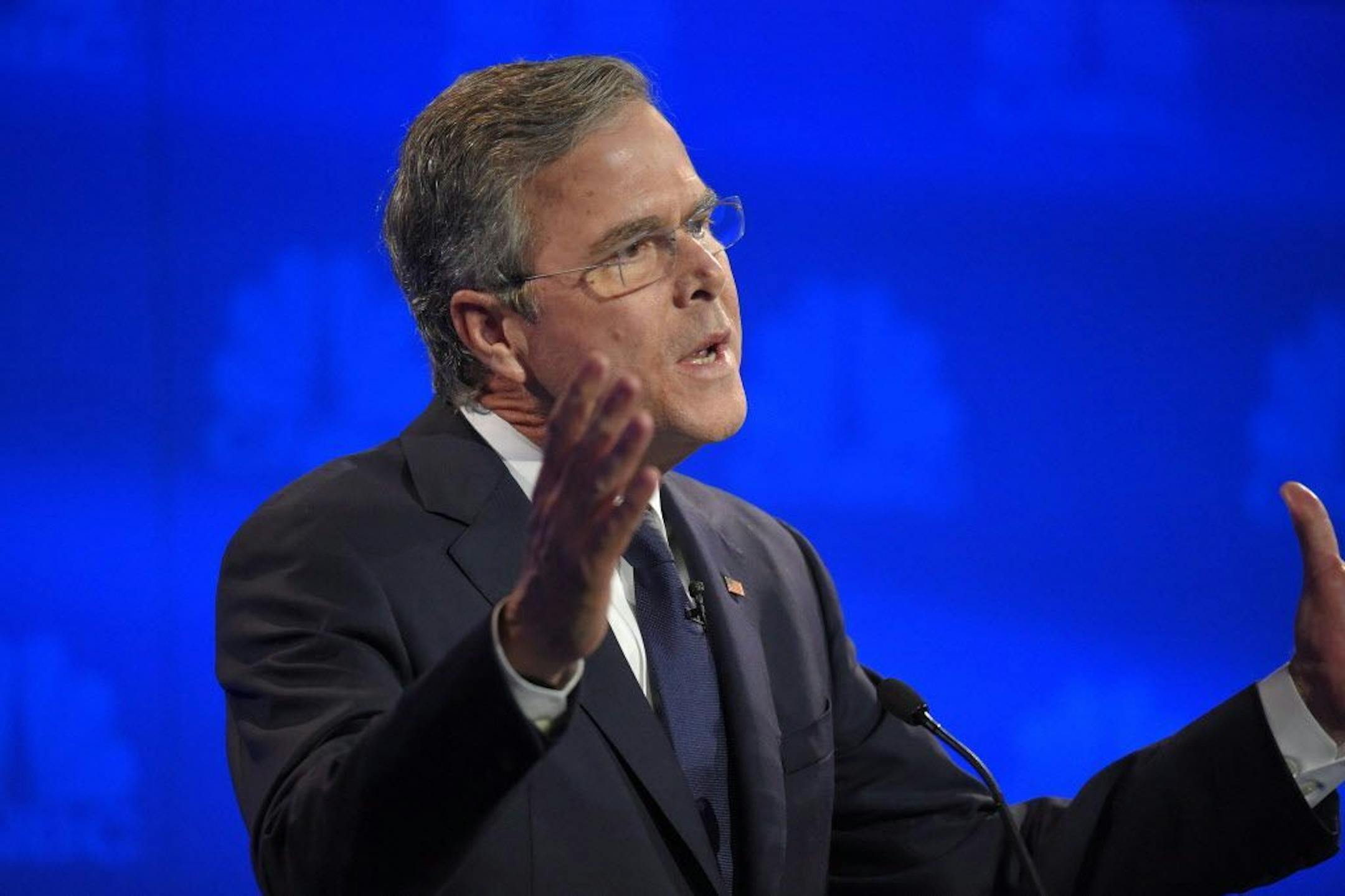 Jeb Bush speaks during the CNBC Republican presidential debate at the University of Colorado, Wednesday, Oct. 28, 2015, in Boulder, Colo.