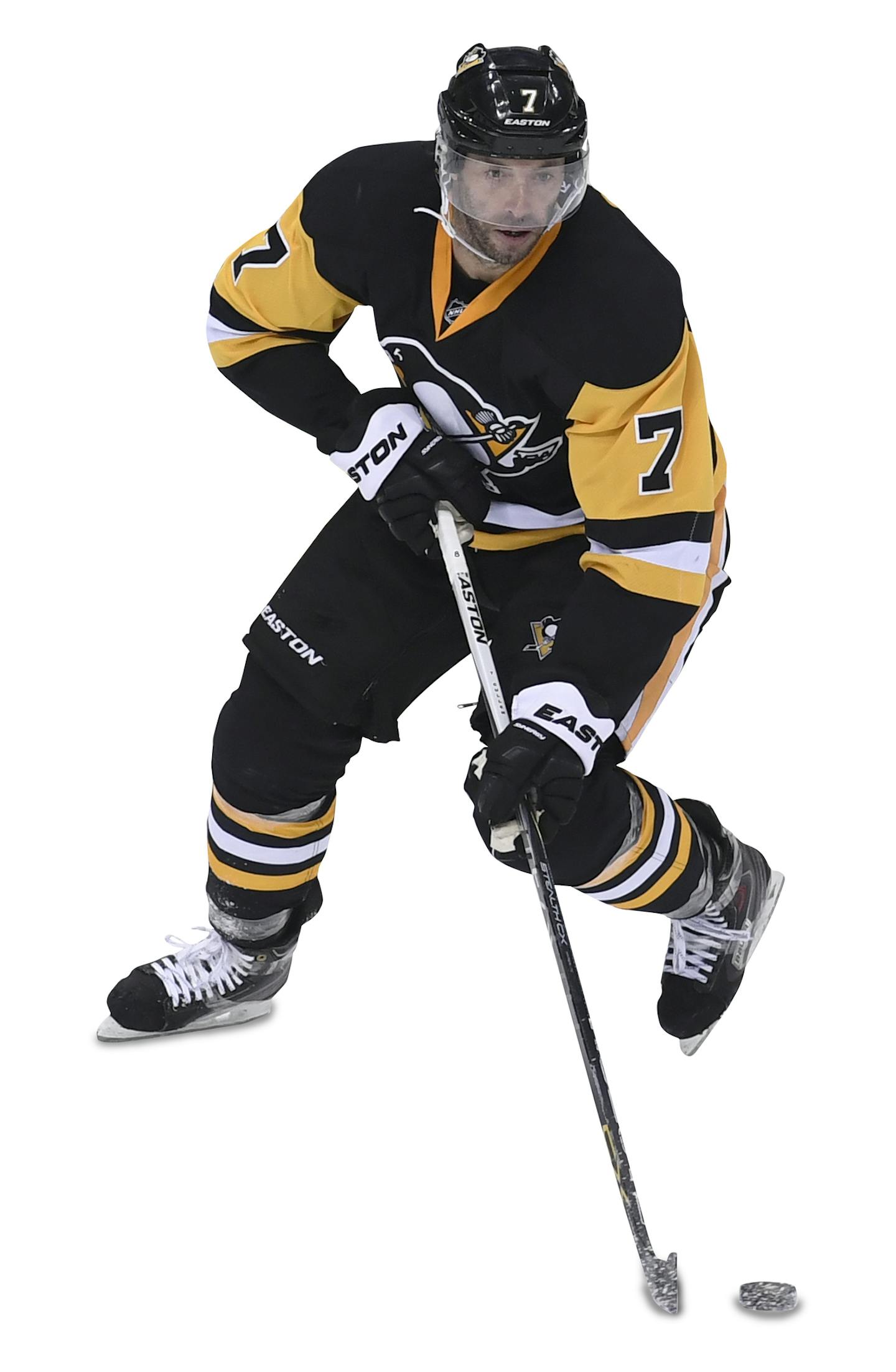 4 May 2016: Pittsburgh Penguins center Matt Cullen (7) skates with the puck during the second period. The Pittsburgh Penguins went on win 3-2 in overtime against the Washington Capitals in Game Four of the 2016 NHL Stanley Cup Playoffs - Second Round at the Consol Energy Center in Pittsburgh, Pennsylvania. The Penguins have a 3-1 lead in the best-of-seven series. (Photo by Jeanine Leech/Icon Sportswire) (Icon Sportswire via AP Images) ORG XMIT: 263749