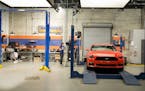 A Ford Mustang is in a video studio where Stephanie Wood hosts an American Muscle Youtube video on July 13, 2017. American Muscle is one of Turn5's br