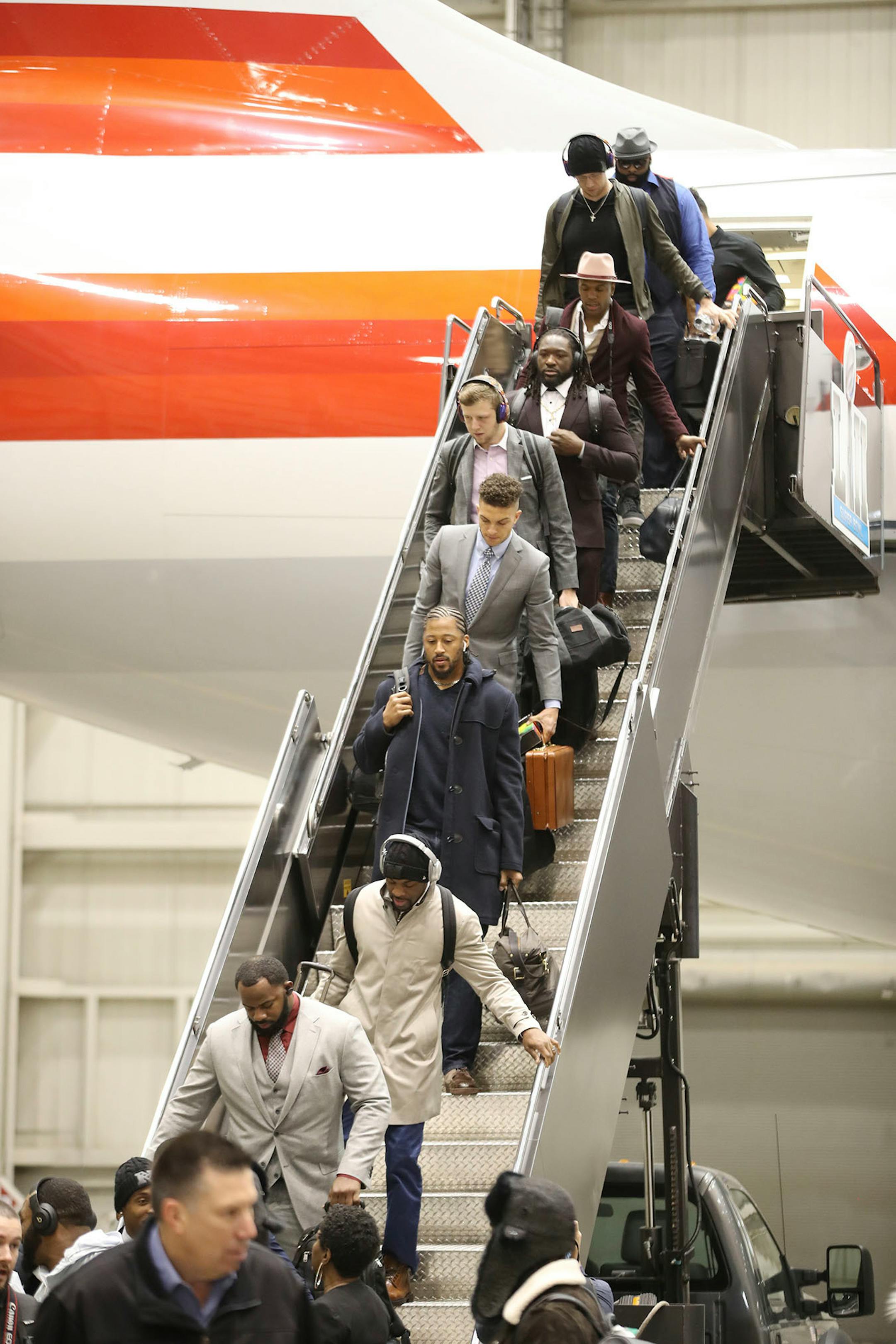 The NFC Champions Philadelphia Eagles arrived at MSP Airport Delta Airlines Maintenance Hangars 7 & 8 Sunday January 28, 2017 in St. Paul, MN.