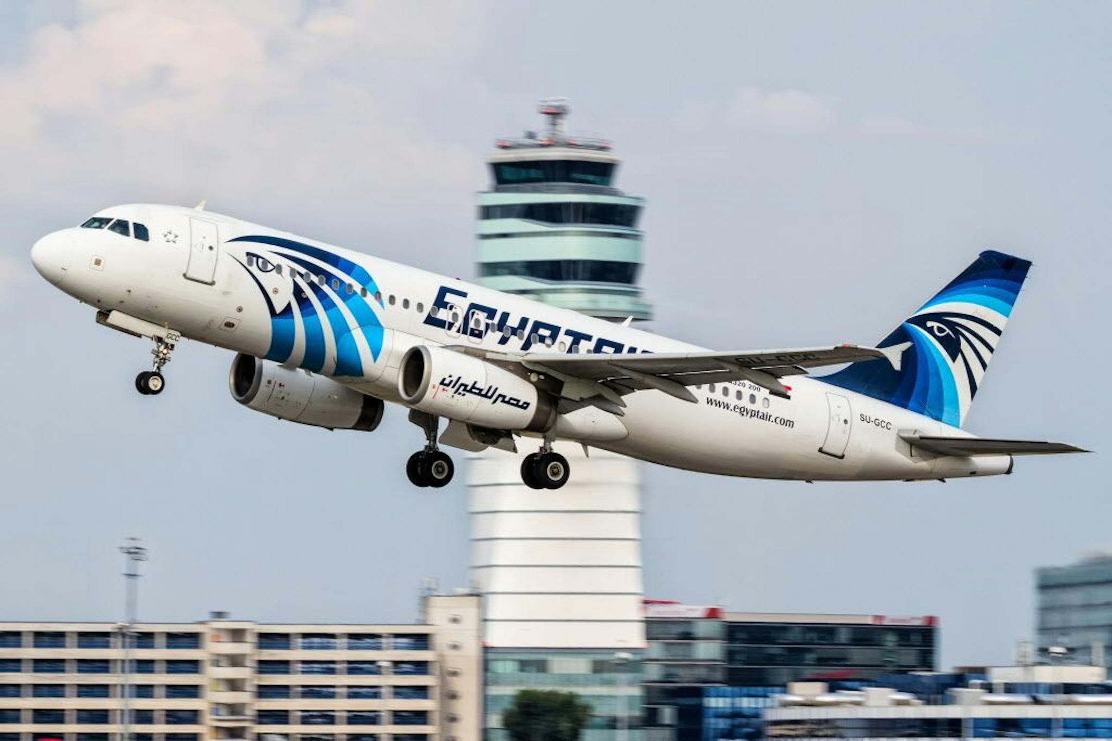 File - An EgyptAir Airbus A320 with the registration SU-GCC in Vienna.