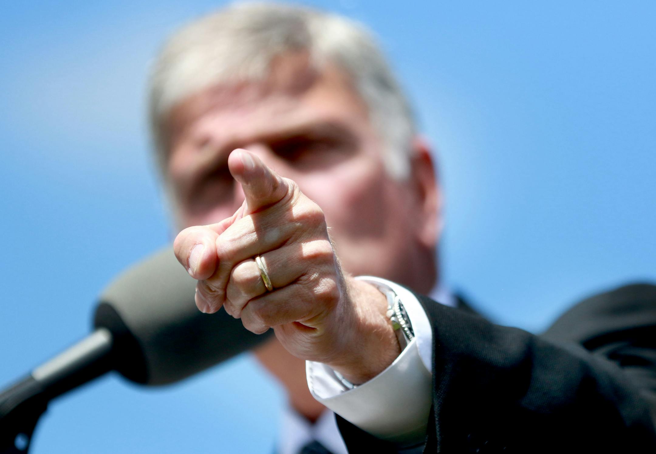 The Rev. Franklin Graham encouraged Christians to get out and vote and become involved in politics during an event in 2016 outside the State Capitol in St. Paul.