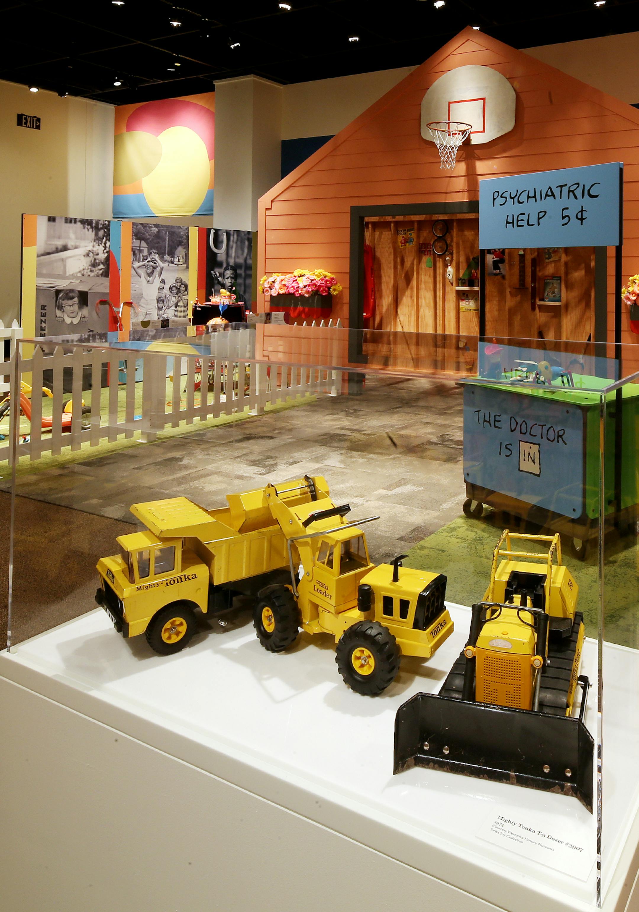 Outdoor and garage toys at the Minnesota History Center ] JOELKOYAMA‚Ä¢jkoyama@startribune St. Paul, MN on May 15, 2014. The Minnesota History Center's "Toys" exhibit isn't just child's play. Focusing on toys and the advertising that helped sell them, the exhibit explores how the toys we played with reflected the societal eras in which we grew up.