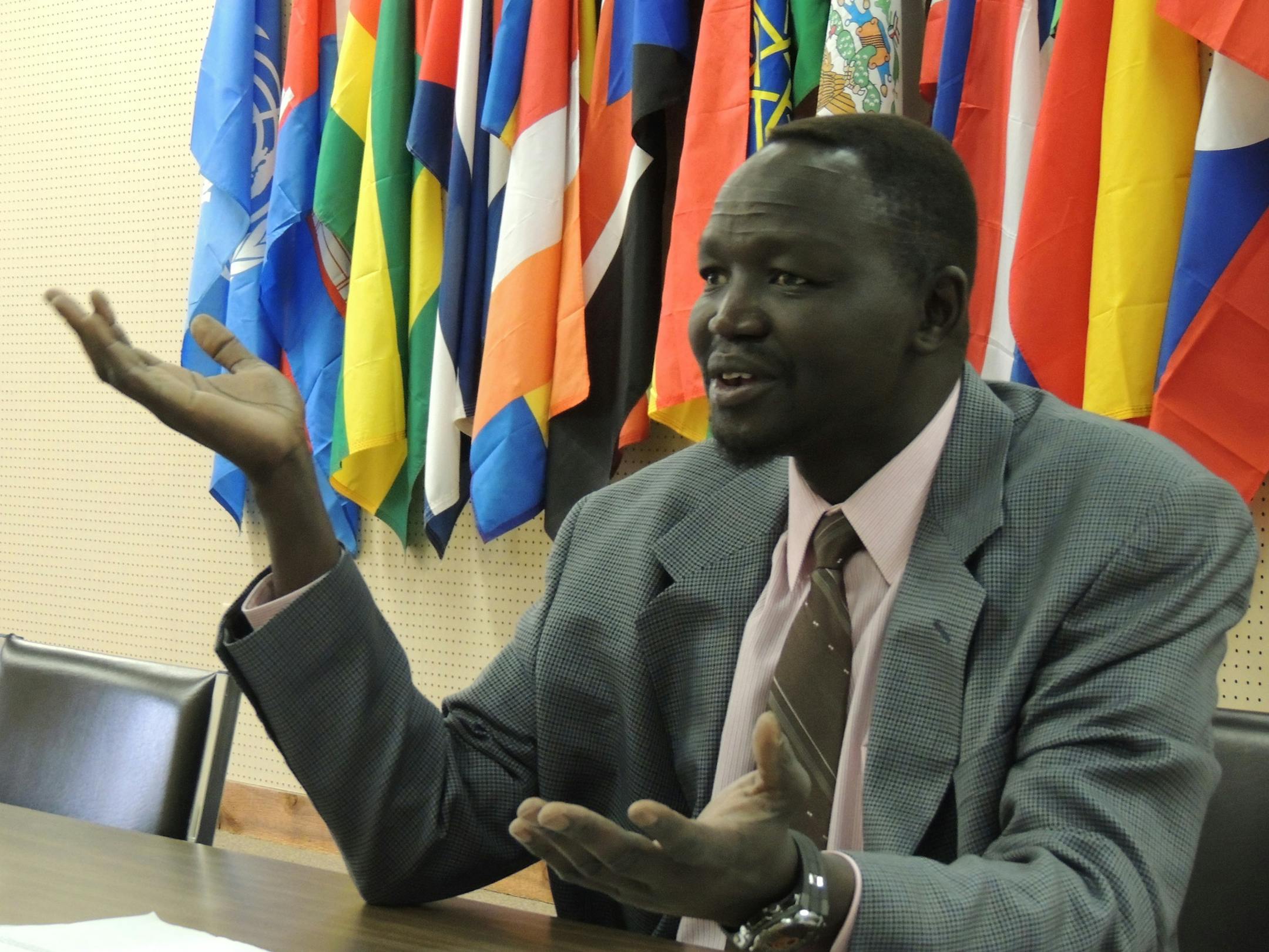 Austin Sudanese leader John Brown Bol pictured at the Welcome Center in downtown Austin.