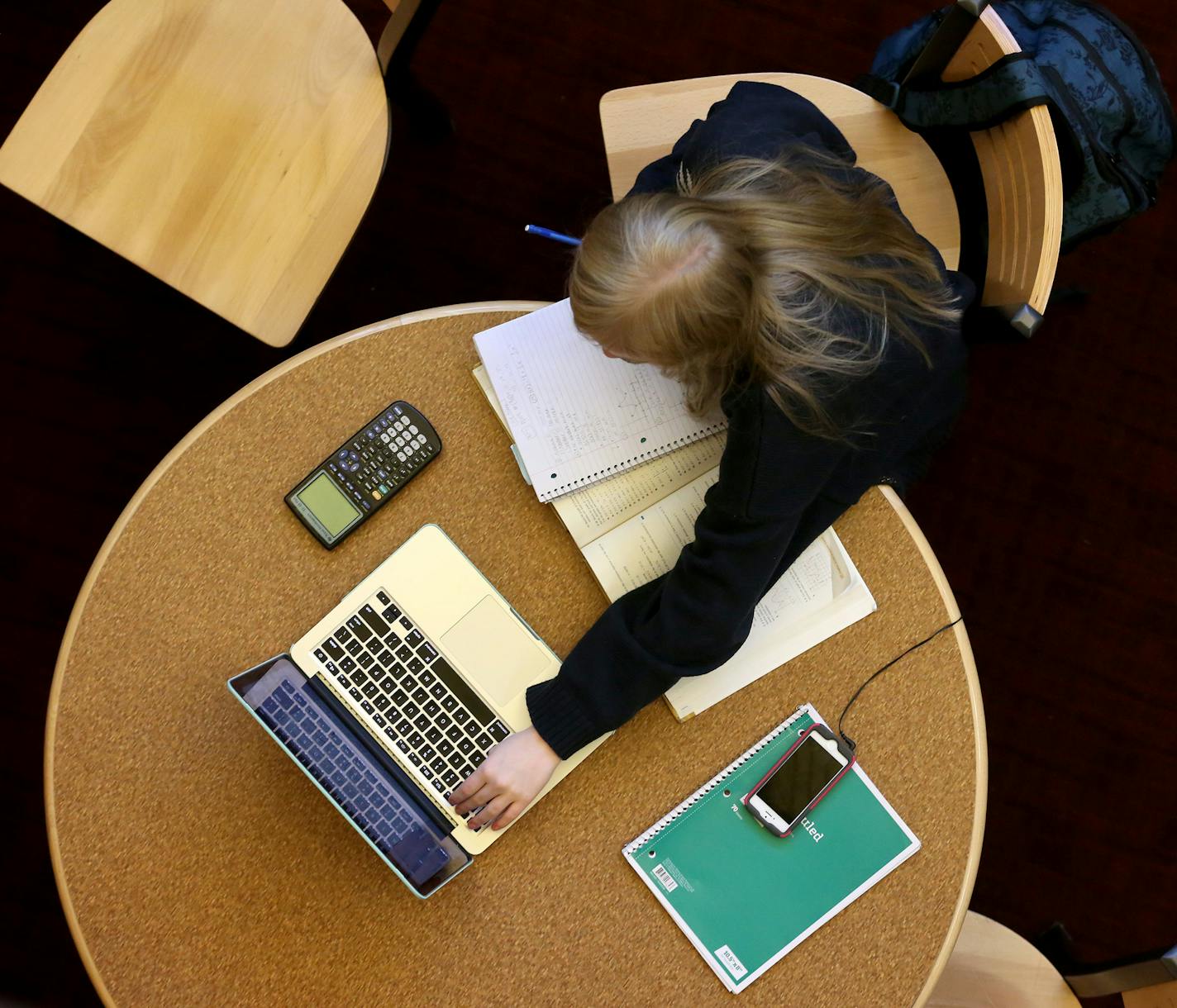 Emma Brodigan, junior, worked on m math homework during her online government class. Whether its an online class, normal free hour or a flex time do to a teachers absence students are responsible for managing their own time. ] (KYNDELL HARKNESS/STAR TRIBUNE) kyndell.harkness@startribune.com A look at flex time at Chanhassen High School in Chanhassen Min., Tuesday November 3, 2015.