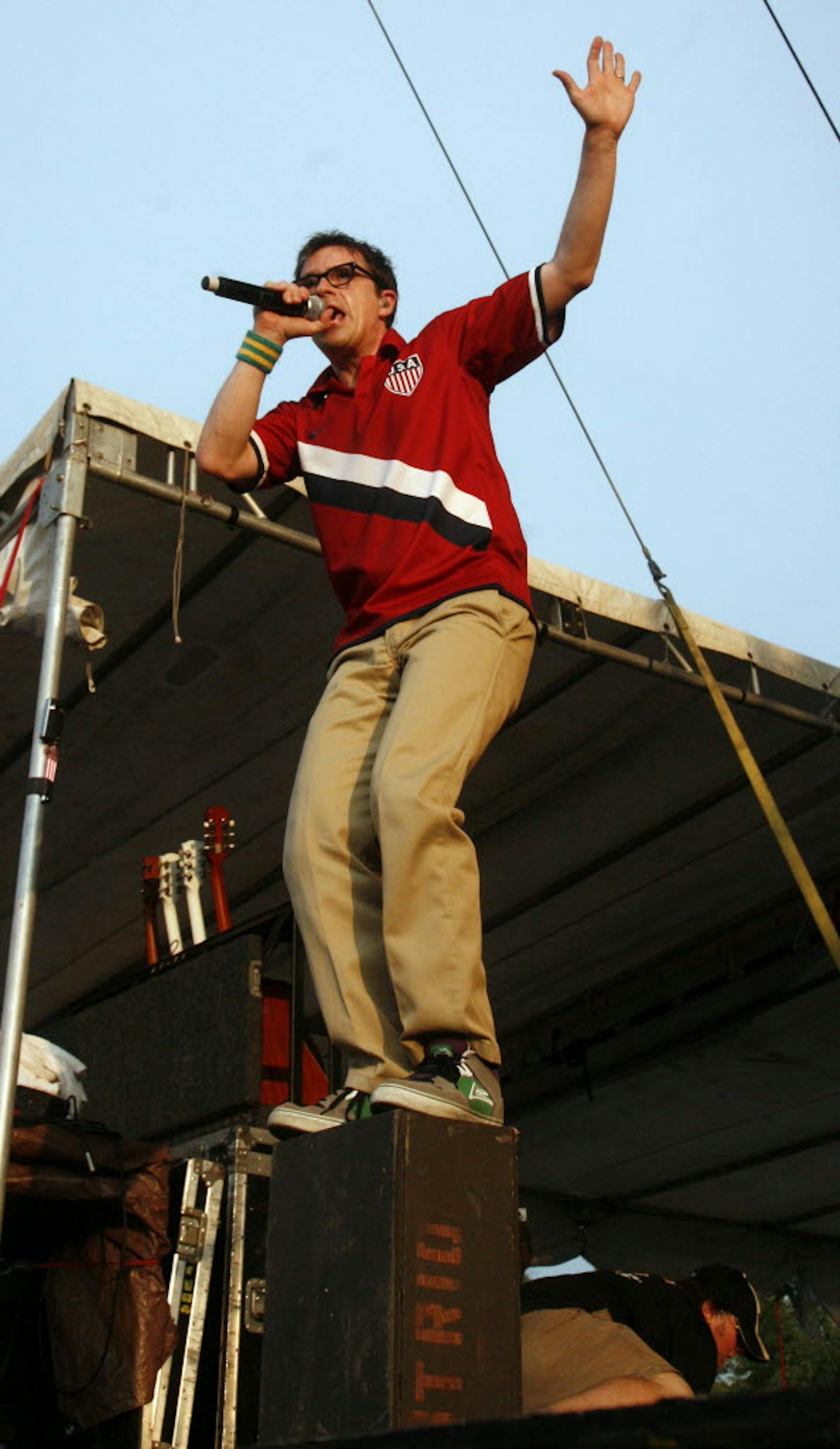 Rivers Cuomo, aka Mr. Summer, worked the crowd at Bonnaroo last year. / Jeff Christensen for AP