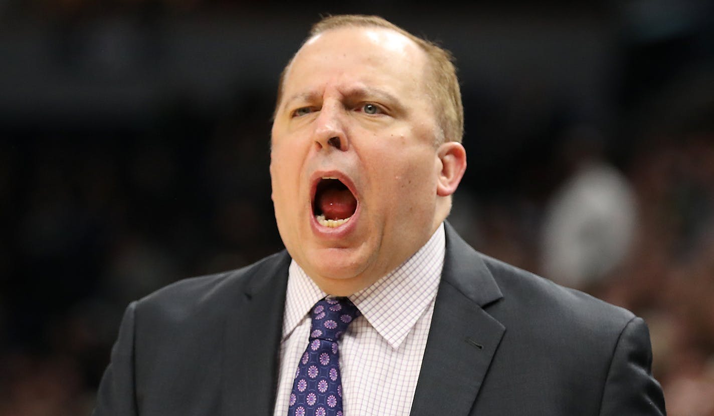 Minnesota Timberwolves head coach Tom Thibodeau yells during the second half. ] LEILA NAVIDI &#xef; leila.navidi@startribune.com BACKGROUND INFORMATION: Minnesota Timberwolves against Orlando Magic at Target Center in Minneapolis on Wednesday, November 22, 2017.