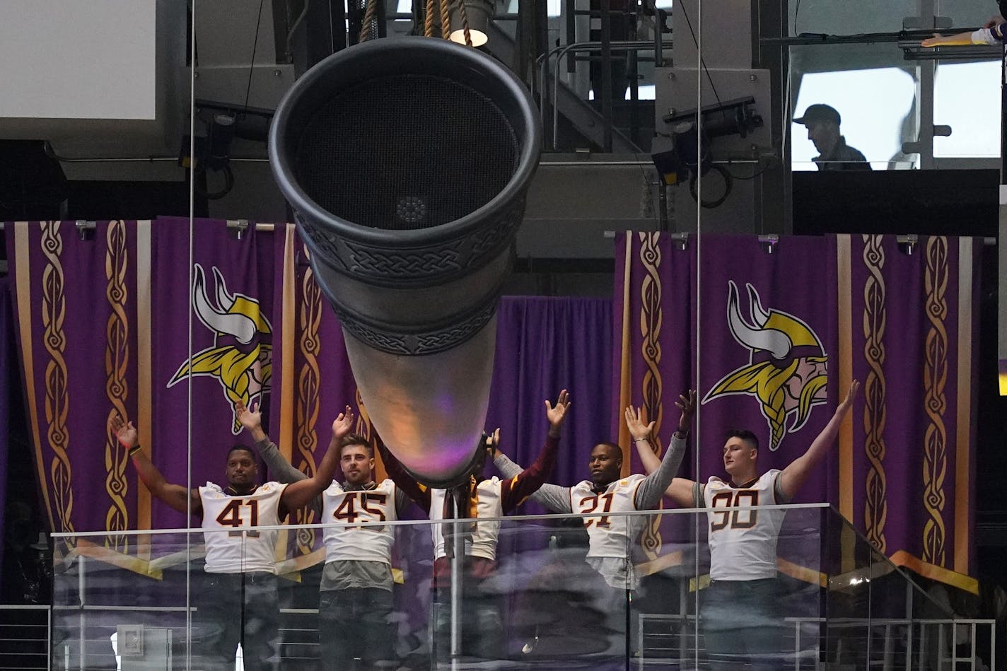 Members of the Minnesota Golden Gophers football team led the Skol chant ahead of Sunday's game between the Minnesota Vikings and the Detroit Lions.