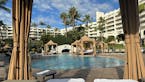 A view from a cabana at one of the pool areas at the Fairmont Kea Lani resort in Wailea, Maui.