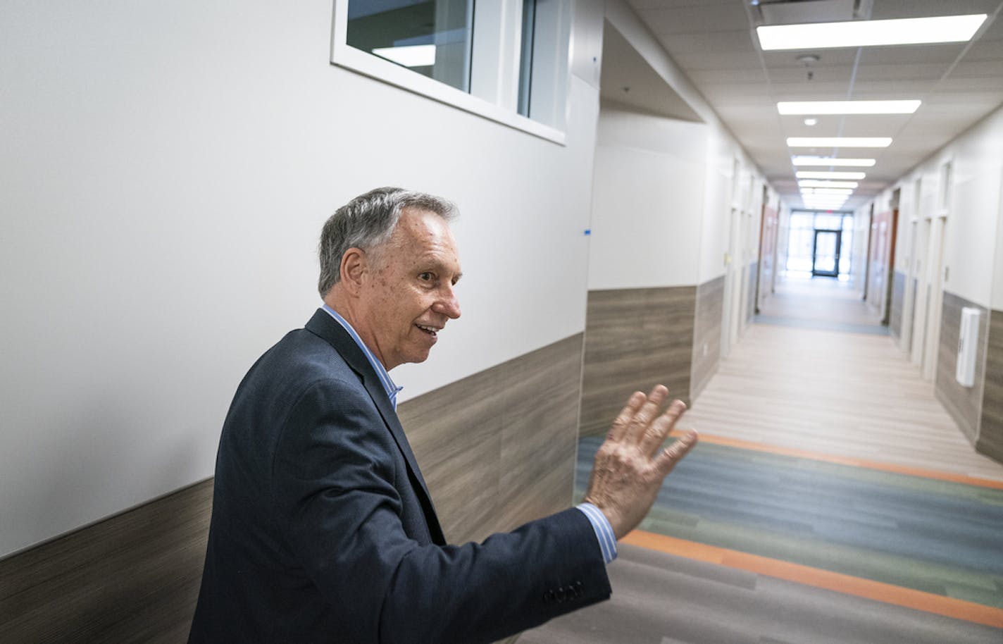 Dave Hartford, the COO and administrator of Cambia Hills, led a tour of the grounds. ] LEILA NAVIDI • leila.navidi@startribune.com BACKGROUND INFORMATION: Tour of Cambia Hills of East Bethel, a new youth mental health facility in East Bethel on Wednesday, March 11, 2020.