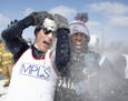 A snowball fight was held at McMurray Fields between the cities of St. Paul and Minneapolis. Minneapolis Mayor Jacob Frey left, and St. Paul Mayor Mel