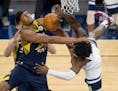 Indiana’s Myles Turner fouled Anthony Edwards on this play in February, but Turner has blocked cleanly the most shots in the league the past two sea