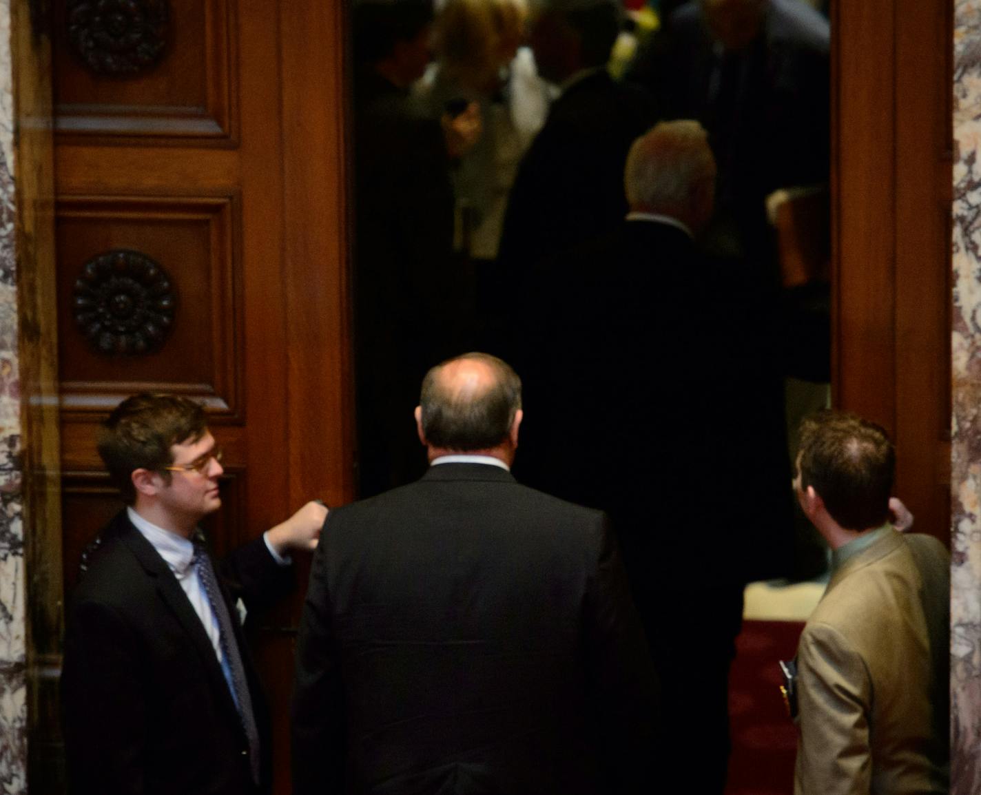 Senate Majority Leader Tom Bakk left the Senate floor for a while Friday morning after congratulating bonding bill author Sen. LeRoy Stumpf after the bill passed the Senate. ] Friday, May 16, 2014 GLEN STUBBE * gstubbe@startribune.com