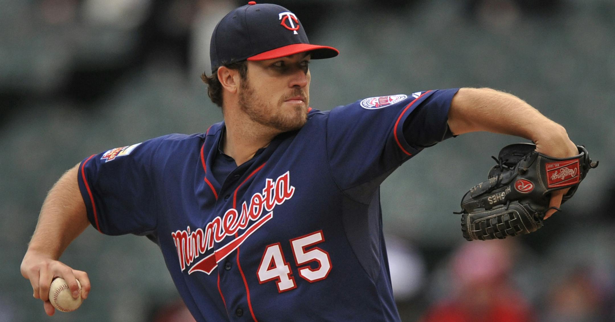 Minnesota Twins starter Phil Hughes delivers a pitch during the first inning of a baseball game against the Chicago White Sox in Chicago, Thursday, April 3, 2014. (AP Photo/Paul Beaty) ORG XMIT: CXS102