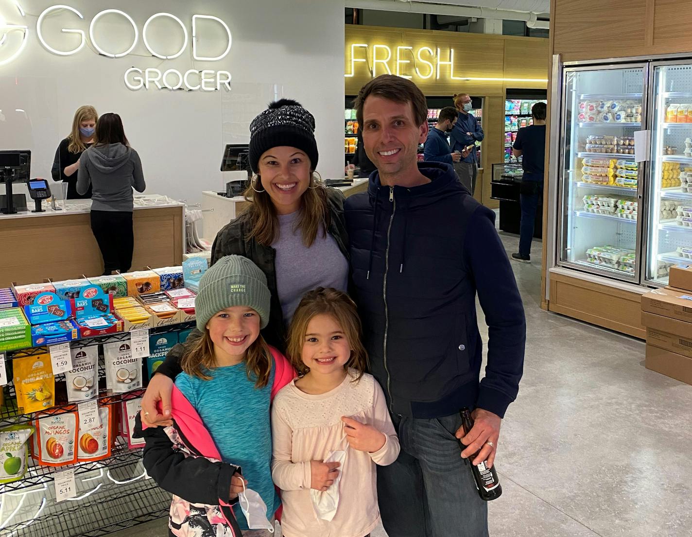 Volunteering at Good Grocer is a family affair for the Vickmans. From left, Kinsley, 10, Jeannette, Brooklyn, 7, and Kurt.