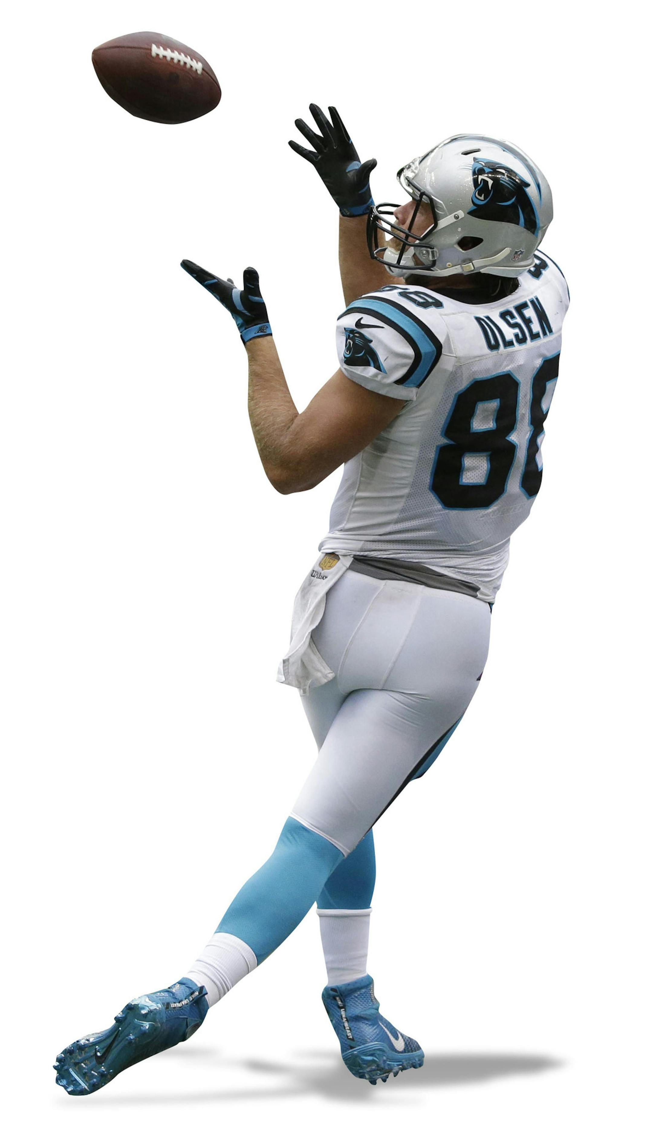 Carolina Panthers tight end Greg Olsen, right, catches a pass for a touchdown ahead of Seattle Seahawks cornerback Richard Sherman, left, in the second half of an NFL football game, Sunday, Oct. 18, 2015, in Seattle. (AP Photo/Elaine Thompson) ORG XMIT: SEA136