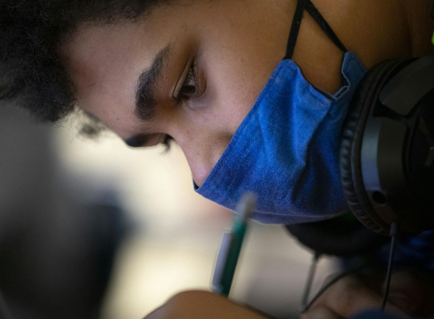 Aiden Luke worked on algebra problems at South Ridge, one of a handful of Minnesota schools still open five days a week.