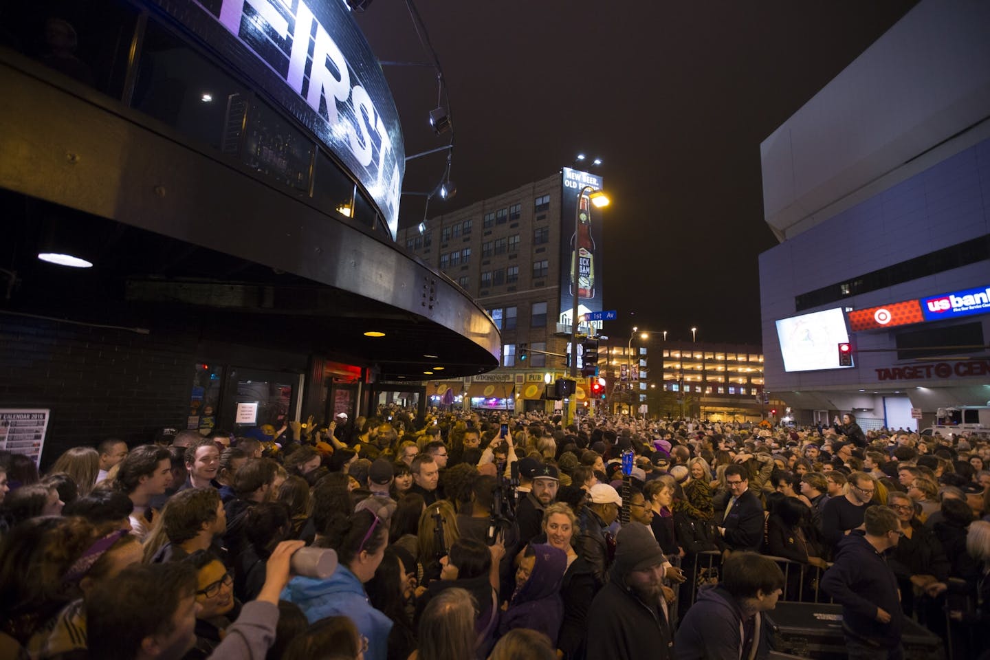 A huge crowd came out to downtown Minneapolis on Thursday night and into Friday morning to remember and celebrate Prince.