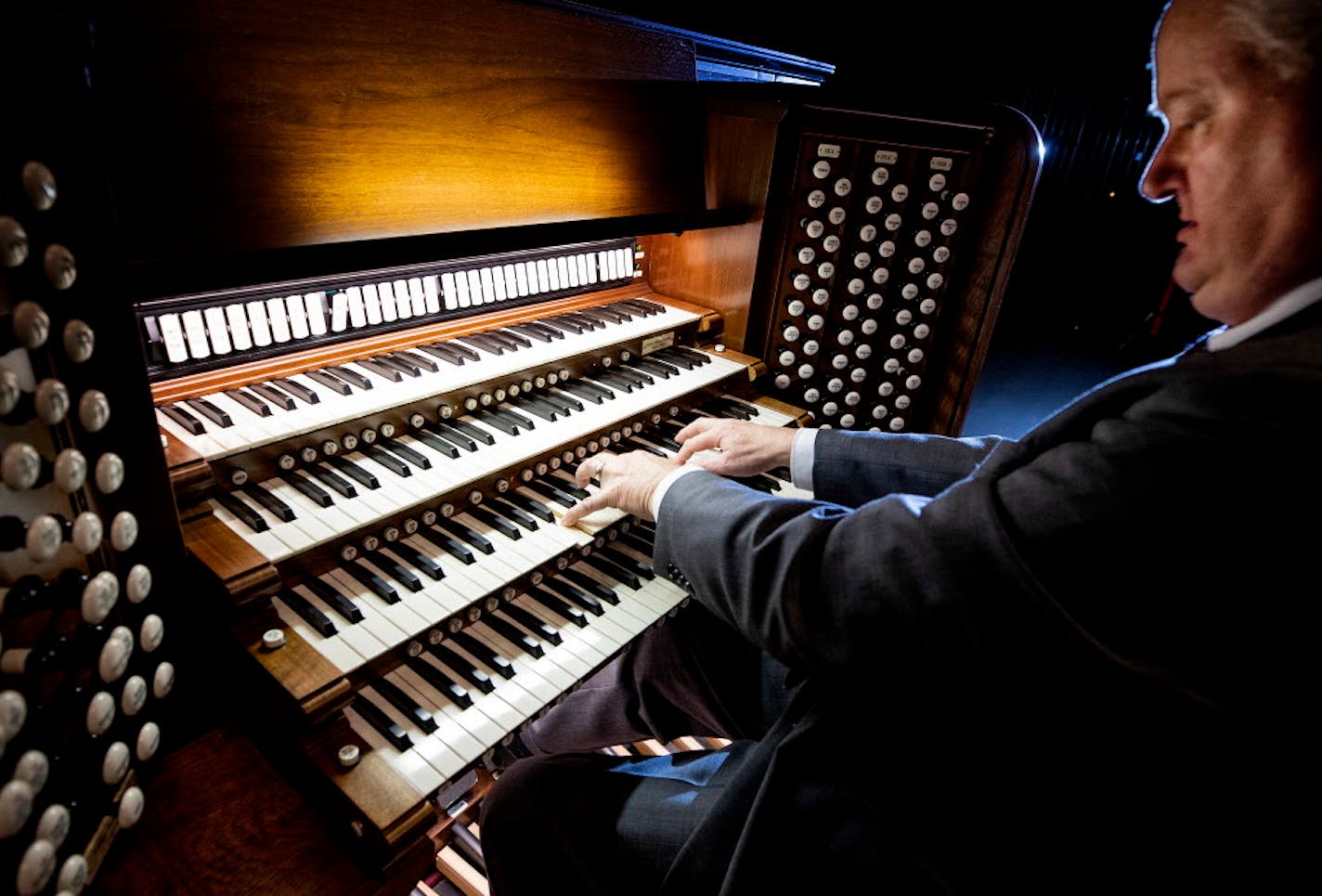 Prof. Dean Billmeyer played the newly refurbished pipe organ at Northrop Auditorium. The organ uses almost 7,000 pipes.