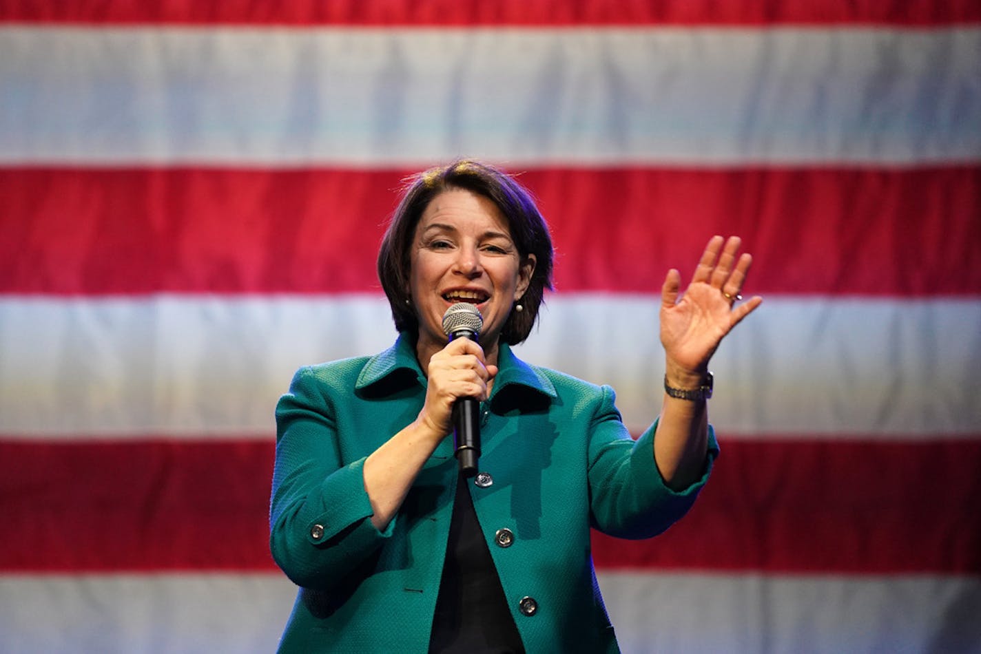 Presidential candidate Sen. Amy Klobuchar spoke on stage Friday night at First Avenue for a Get Out The Vote rally. Presidential candidate Sen. Klobuchar, Gov. Tim Walz and Sen. Tina Smith held a Get Out The Vote rally with a musical performance by Martin Zellar Friday, Jan. 17, 2020 at First Avenue in Minneapolis.