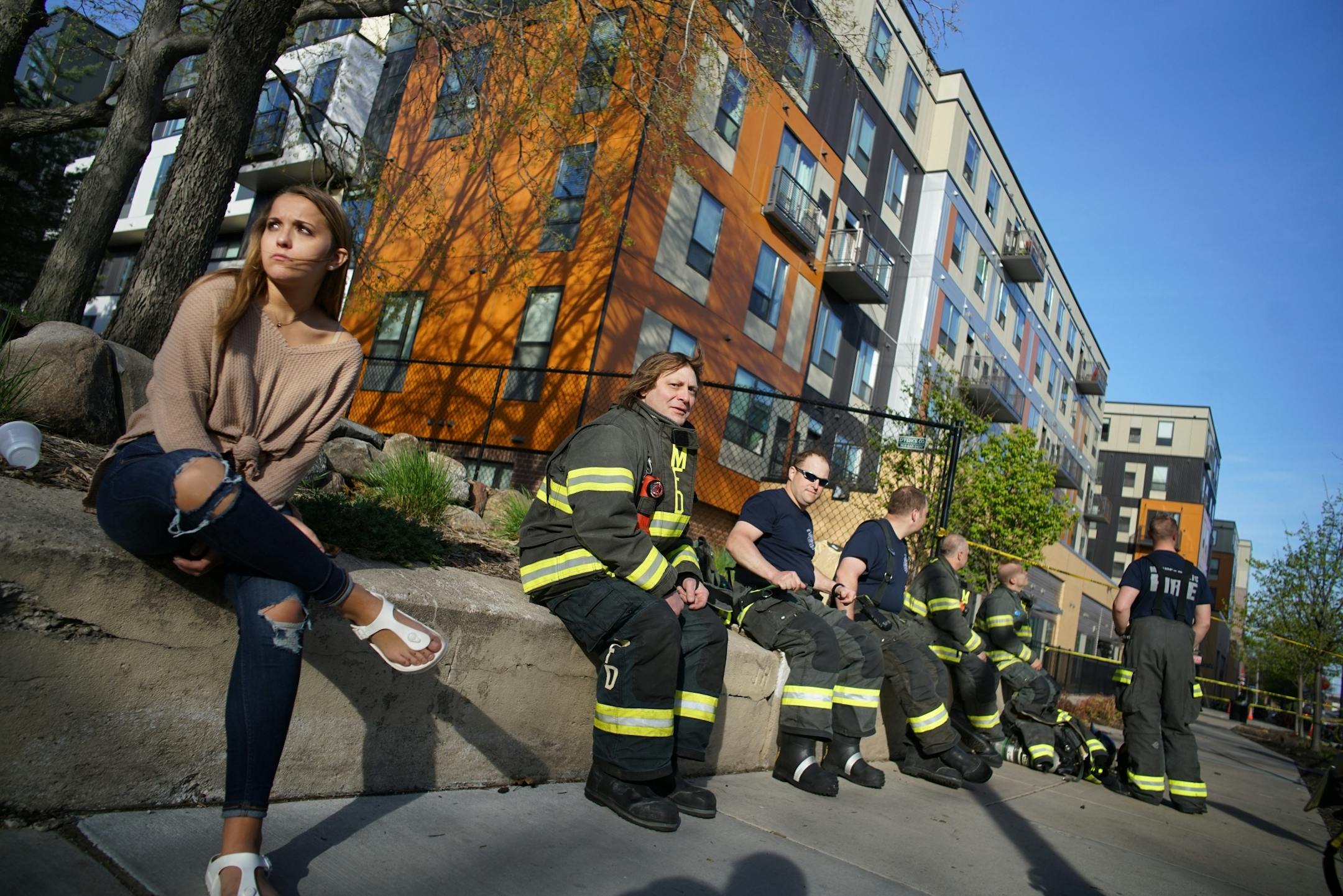 Allison Zast, far left has been waiting to go back in since the evacuation occurred.