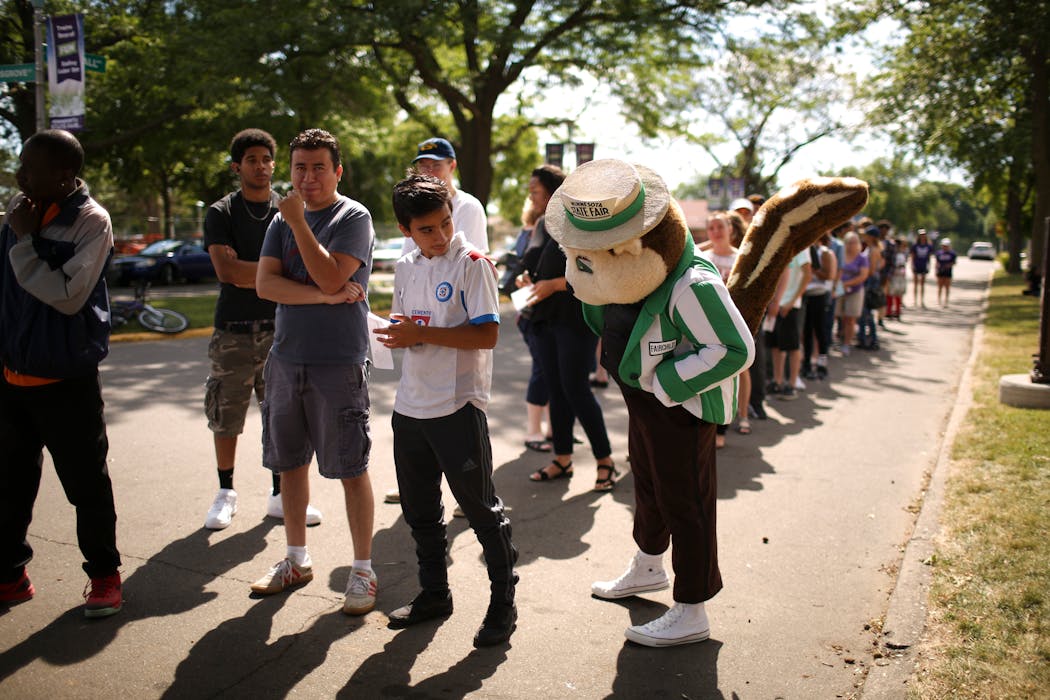 The tail of State Fair mascot Fairchild is striped, a telltale sign that what you're seeing is not a gopher.