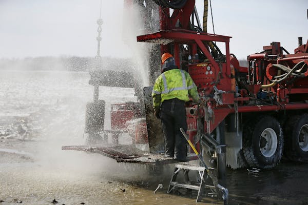 Kimmes Bauer Well Drilling of Hastings drilled a irrigation well at a farm east of Blooming Prairie Wednesday morning. The number of irrigated acres i