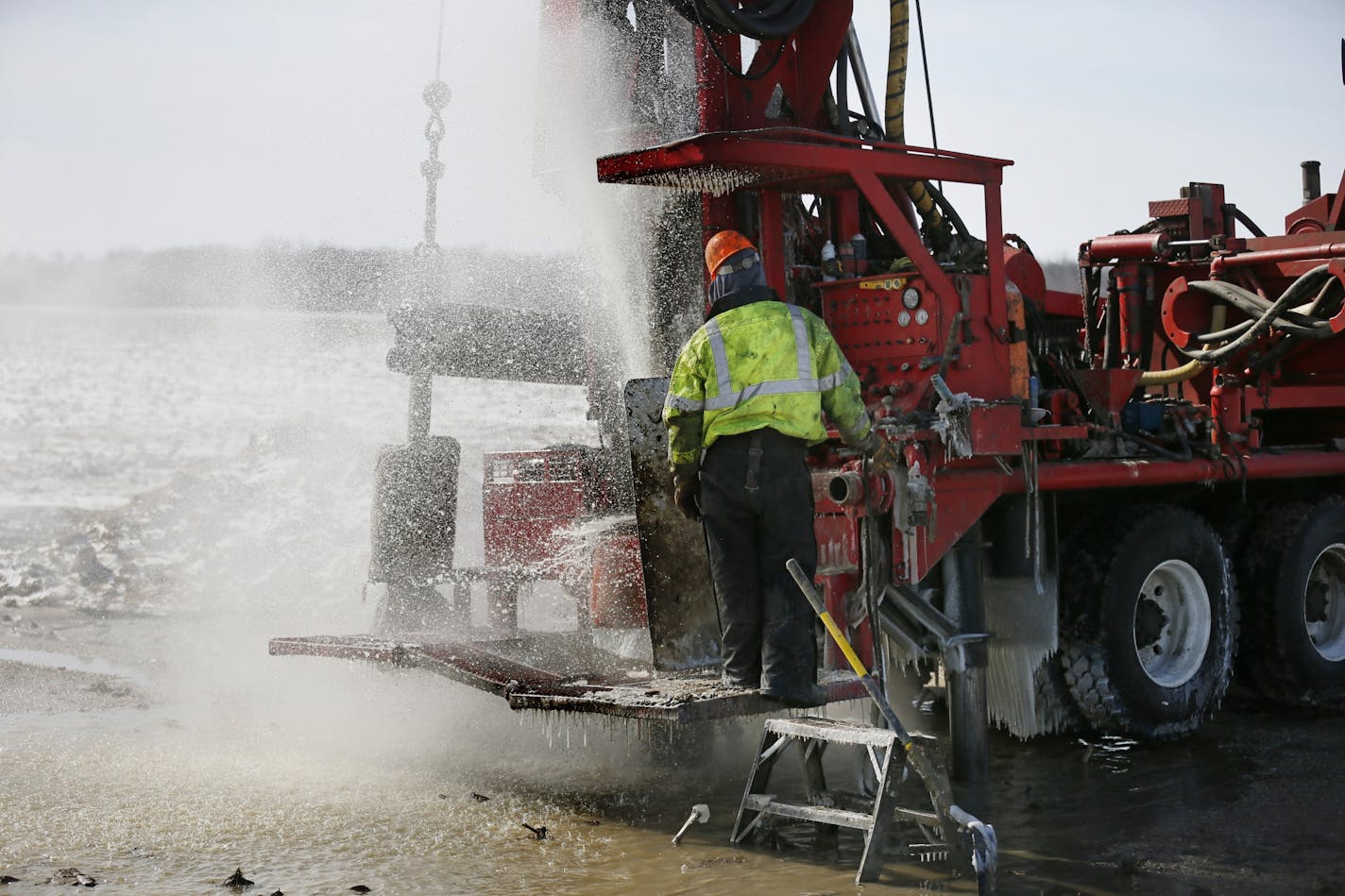 Kimmes Bauer Well Drilling of Hastings drilled a irrigation well at a farm east of Blooming Prairie Wednesday morning. The number of irrigated acres in Minnesota has risen with the price of food and commodities.