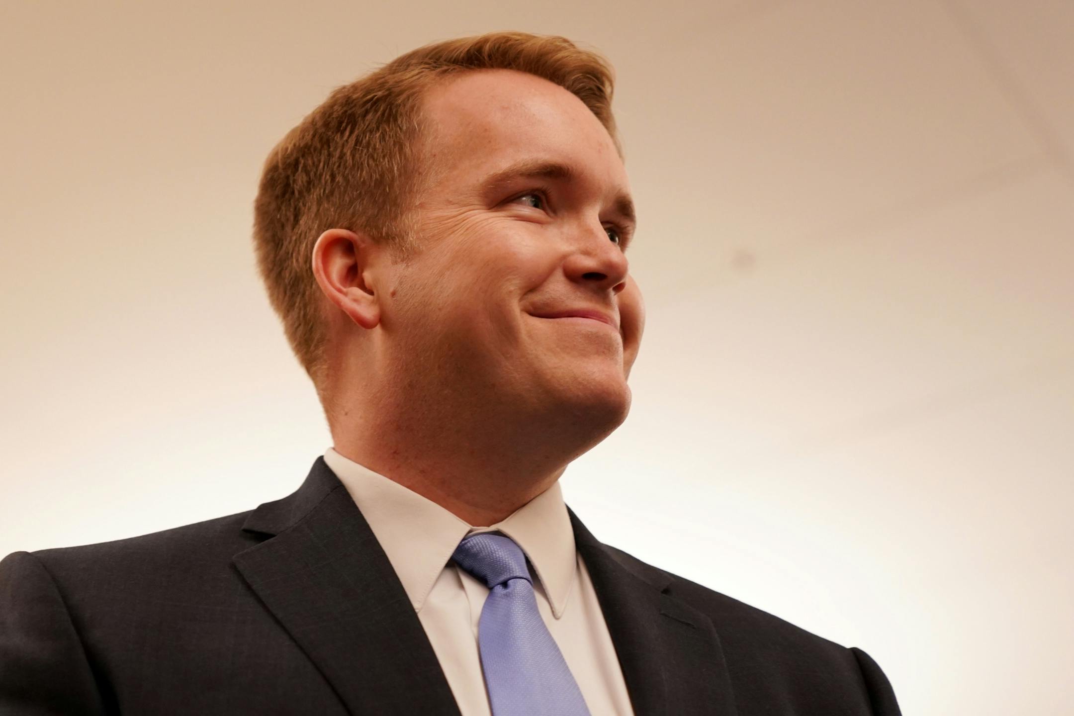 Longtime aide Chris Schmitter, currently an attorney with the firm Green Espel, smiled as .Gov.-elect Tim Walz announced he'd be chief of staff during a press conference at their transition offices in the State Capitol Thursday morning.