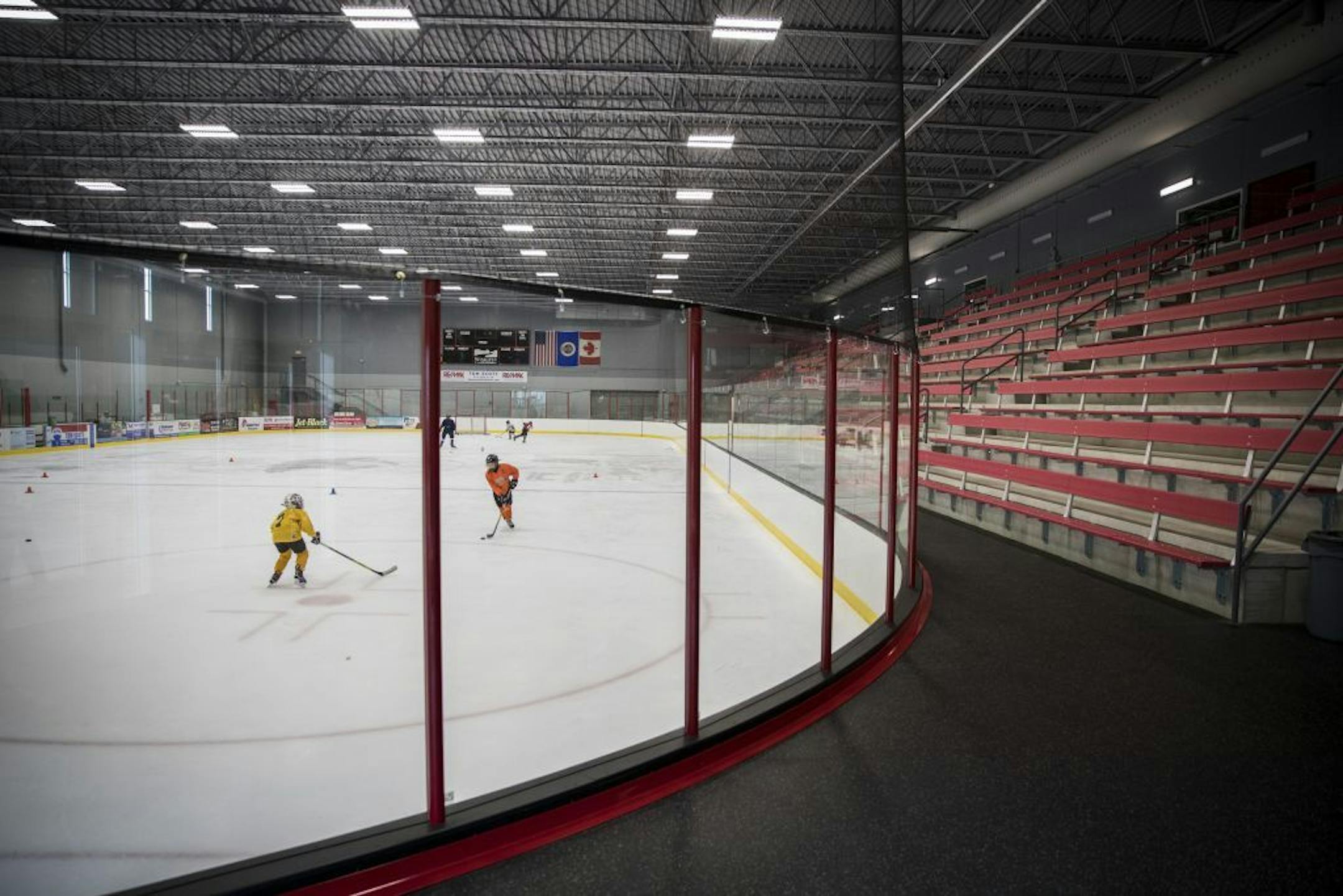 Hockey players practiced on one of the new ice arenas at the Shakopee Community Center on Friday, September 1, 2017, in Shakopee, Minn.