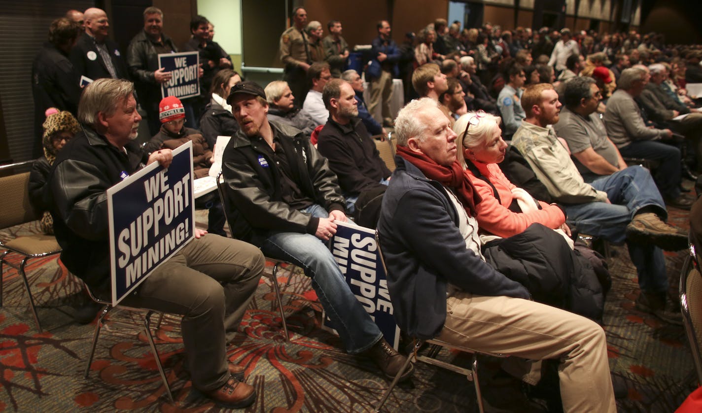 About 1,500 people jammed a meeting room at the Duluth Entertainment and Convention Center Thursday night, Jan. 16, 2013 for the first public hearing about Polymet Mining's proposed open pit mine near Babbitt.