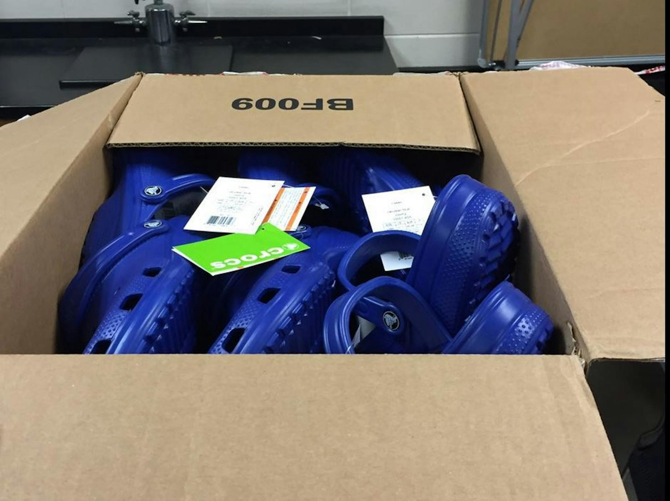 The Colorado-based company sent 41 boxes and eight different colors of Crocs to South High School in Minneapolis, enough for free clogs for all 300 students attending Saturday’s prom.