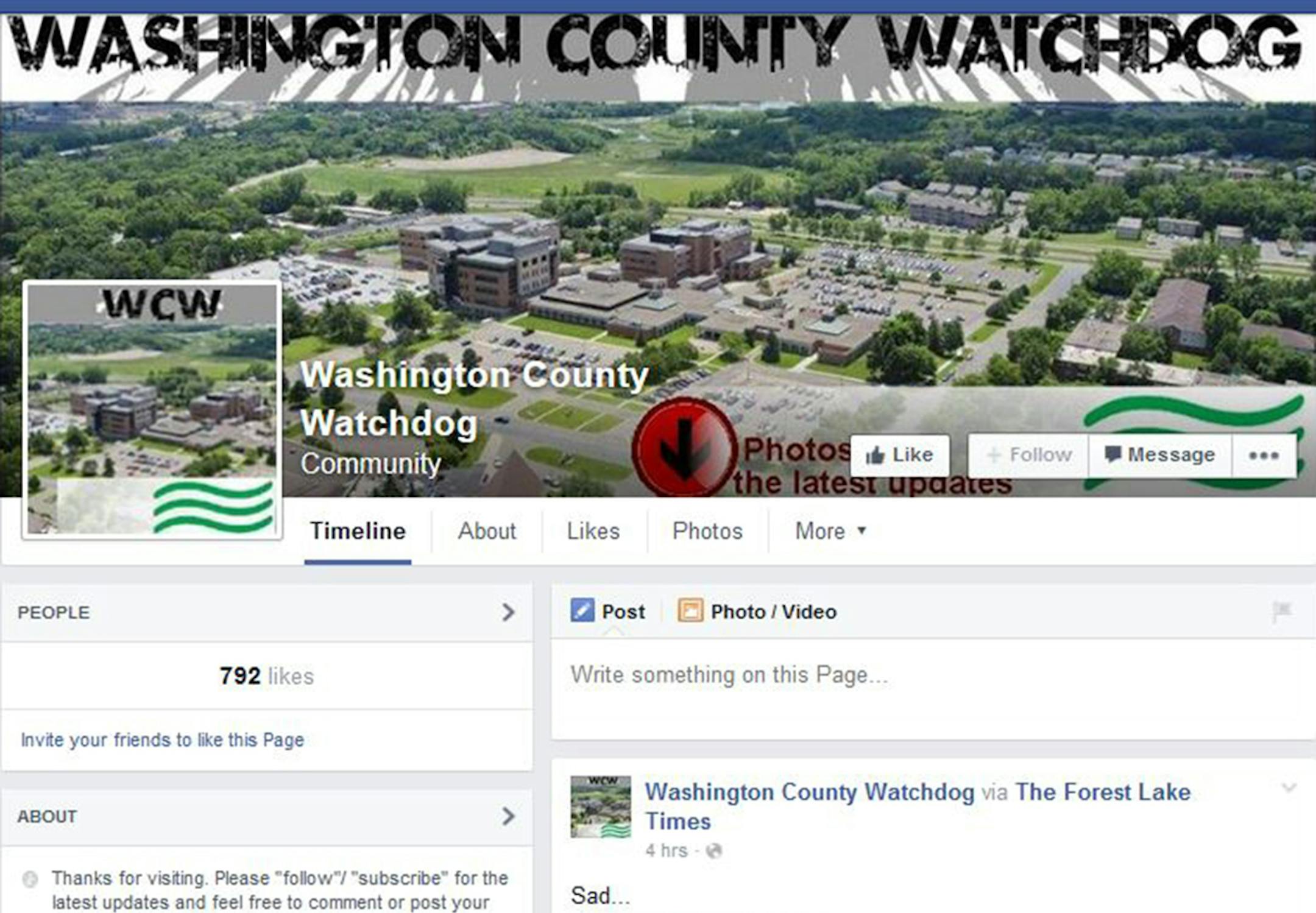 Washington County Watchdog, Facebook page