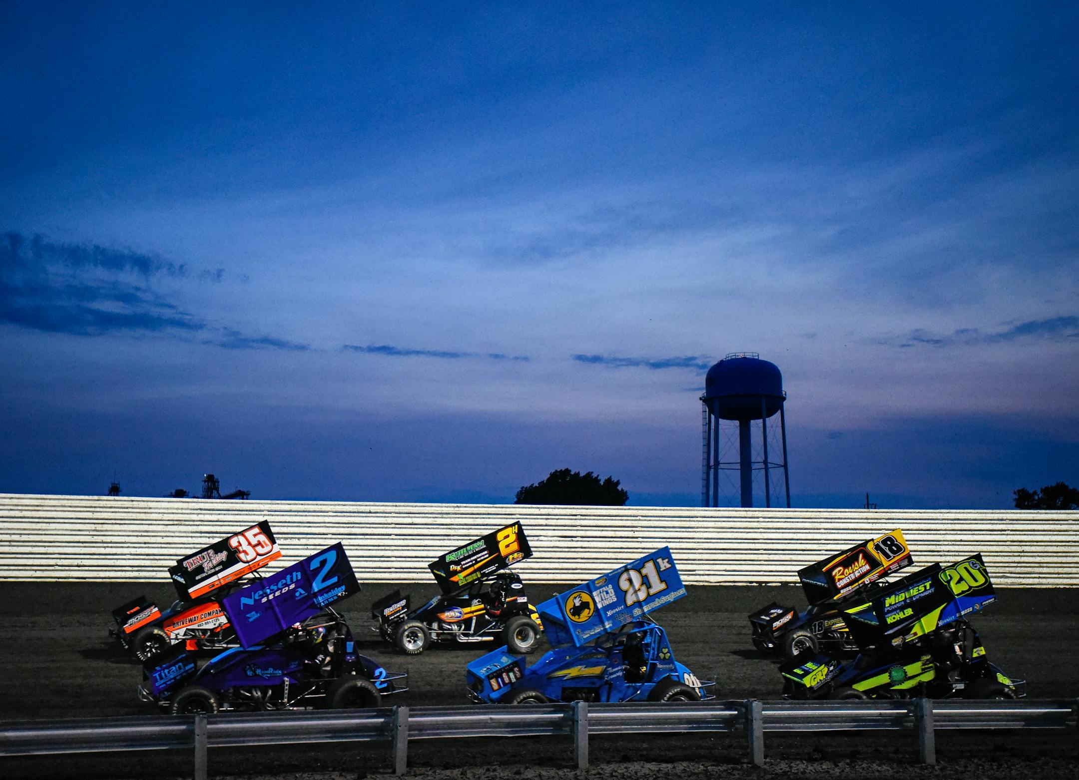 Sprint cars revved up for the six-lap dash during the Jackson Motorplex's program on a recent Friday.