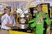Kyle Busch, right, accepts the trophy from Advanced Auto Parts President Joe Sherman following his victory in the NASCAR Sprint Cup series auto race a