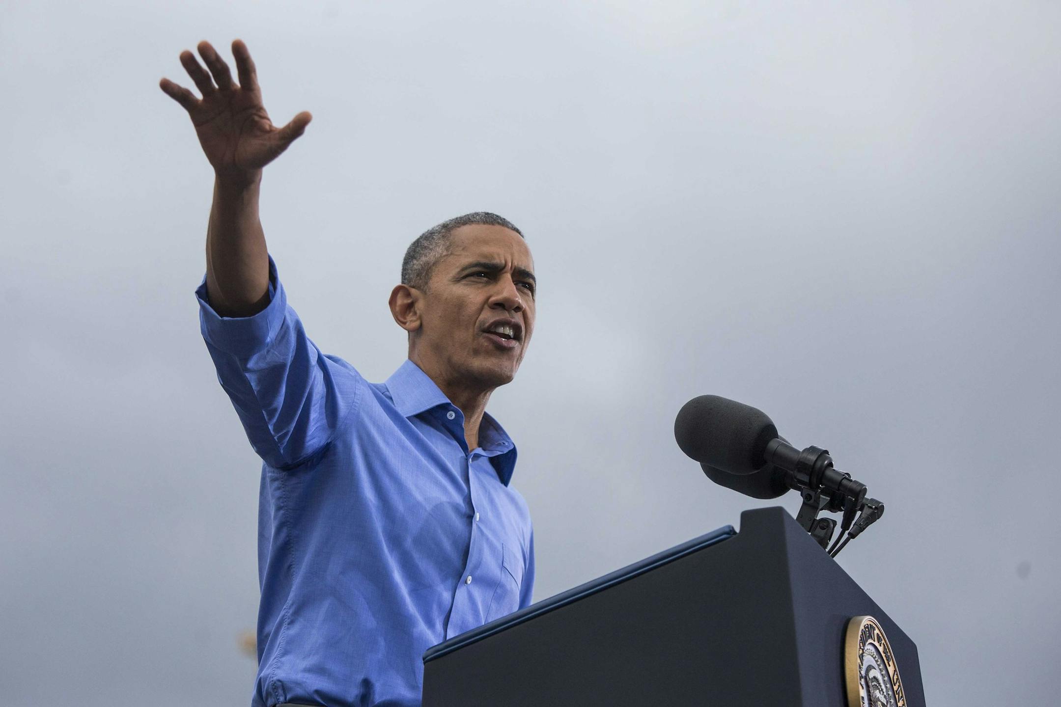 Then President Barack Obama speaks at a campaign event for Hillary Clinton at Osceola County Stadium in Kissimmee, Fla., Nov. 6, 2016. Having largely avoided campaign activities since leaving office, Obama's first public event of the midterm election will take place in Orange County in 2018, a traditionally conservative-leaning part of California. He is said to be returning to the campaign trail with plans to help Democratic candidates in Illinois and Pennsylvania as well.