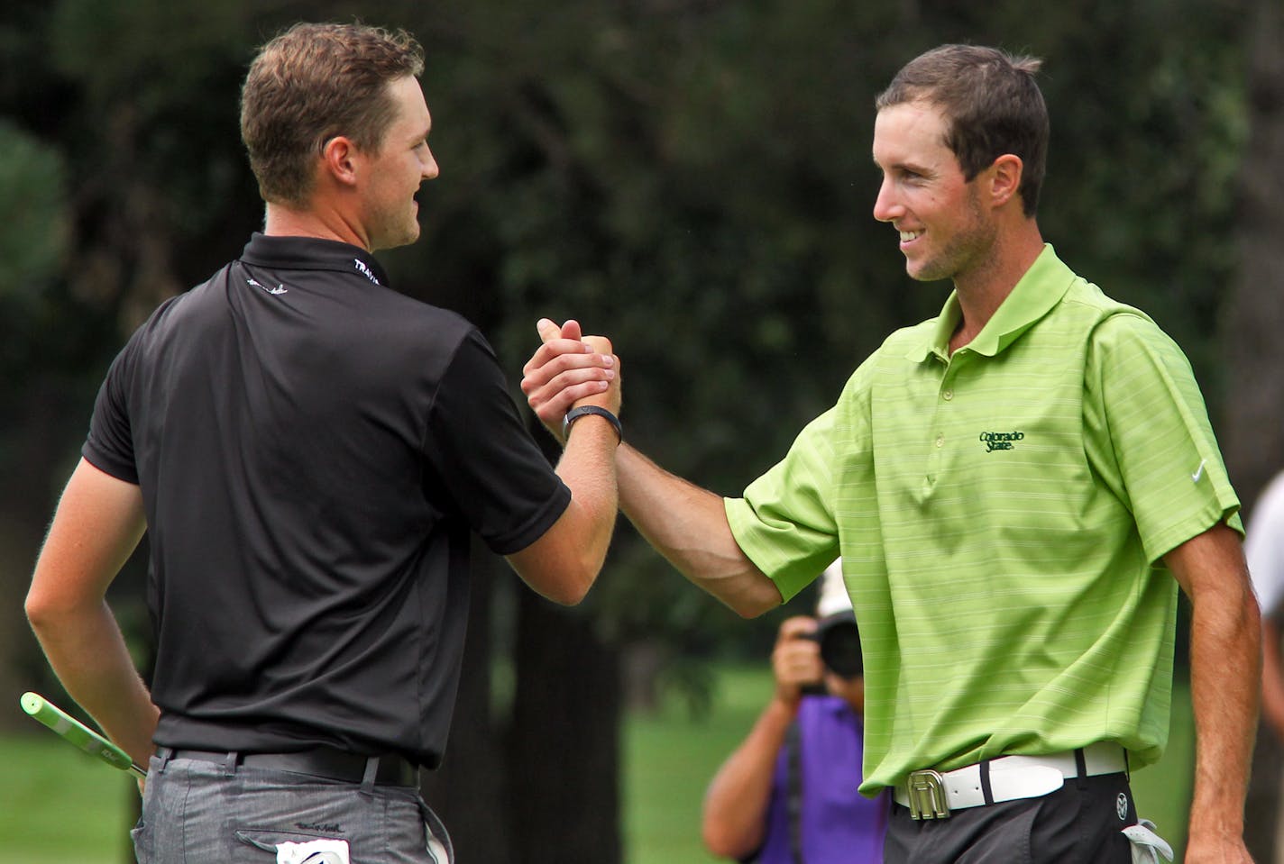 Ryan Peterson, right, is one of 17-first-time State Open winners since 2000. He beat Cameron White, left, by a shot in 2012 at Bunker Hills.