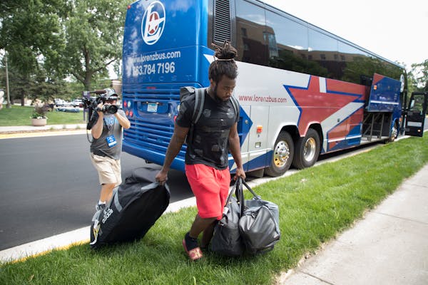 Vikings rookie running back Dalvin Cook was among the rookies and select players that arrived at Vikings training camp at Minnesota State University o
