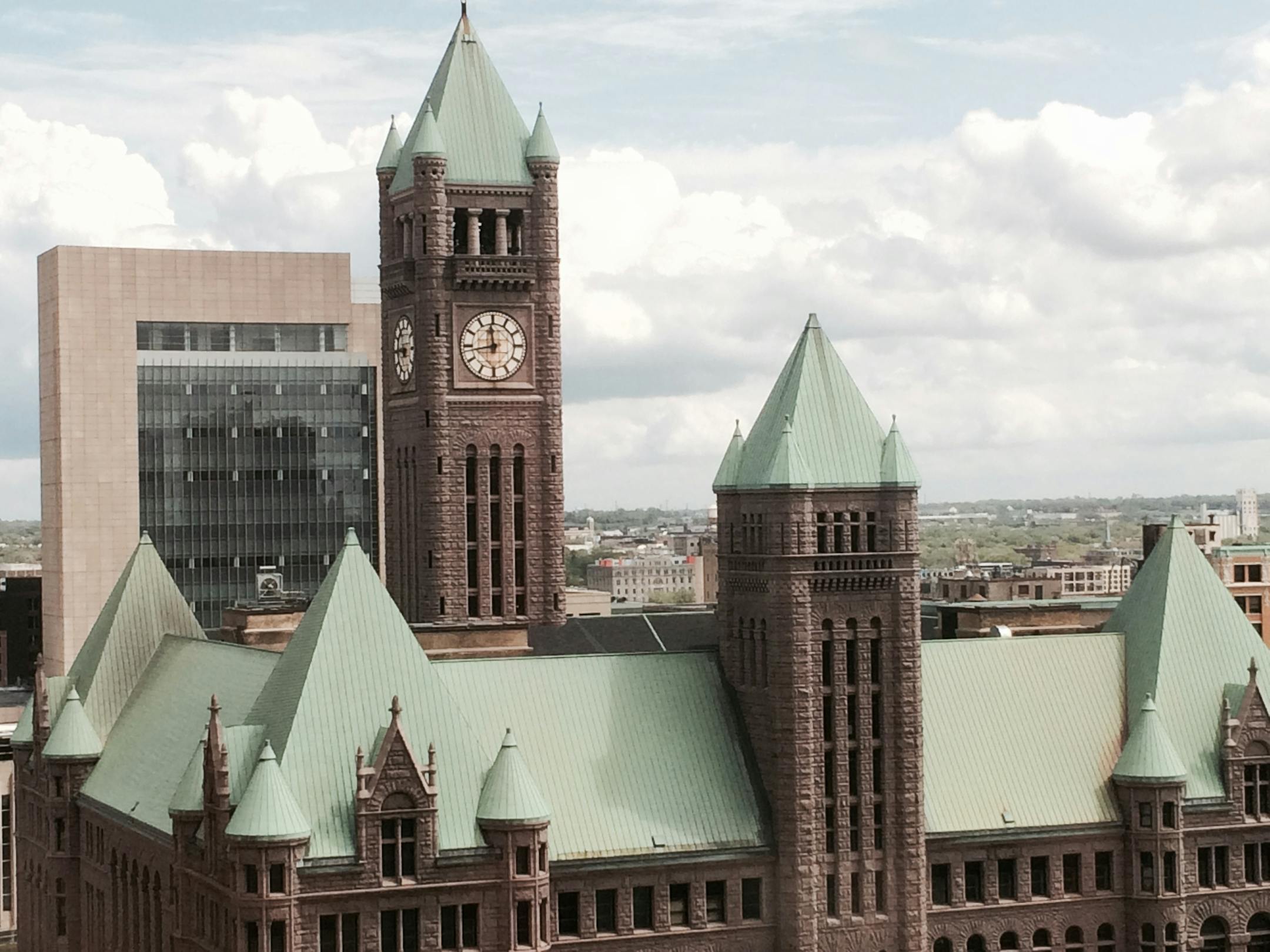 A mix of clouds and sunshine provided the backdrop Sunday for City Hall in downtown Minneapolis.