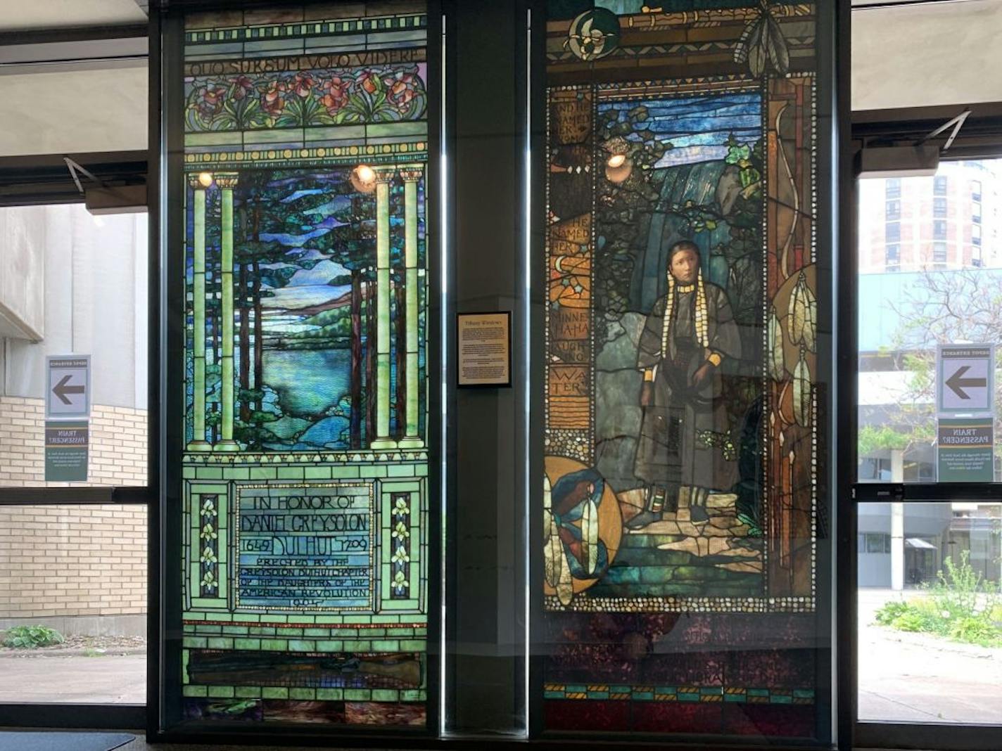 The city of Duluth decided against selling two Tiffany stained-glass windows, which are displayed downtown in the St. Louis County Depot, to help patch a $25 million budget hole.